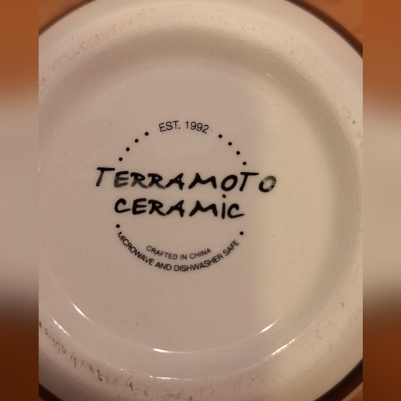 Striped Stacked Bowl Set Of Three Black White Orange Terramoto Ceramic - Picture 3 of 10